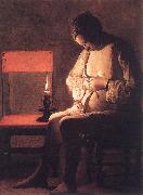 LA TOUR, Georges de Woman Catching Fleas oil painting
